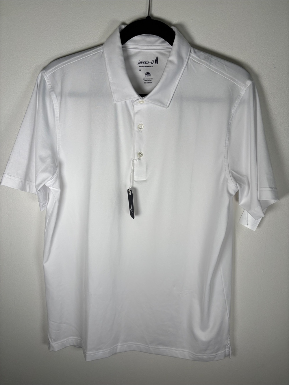 Johnnie-O Performance Jersey Jr. Polo – Birdie – White – Size 16 NEW